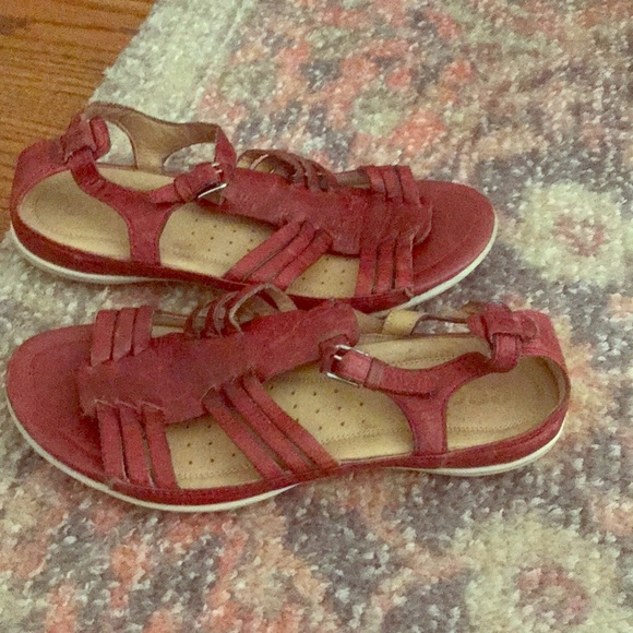 red ecco sandals